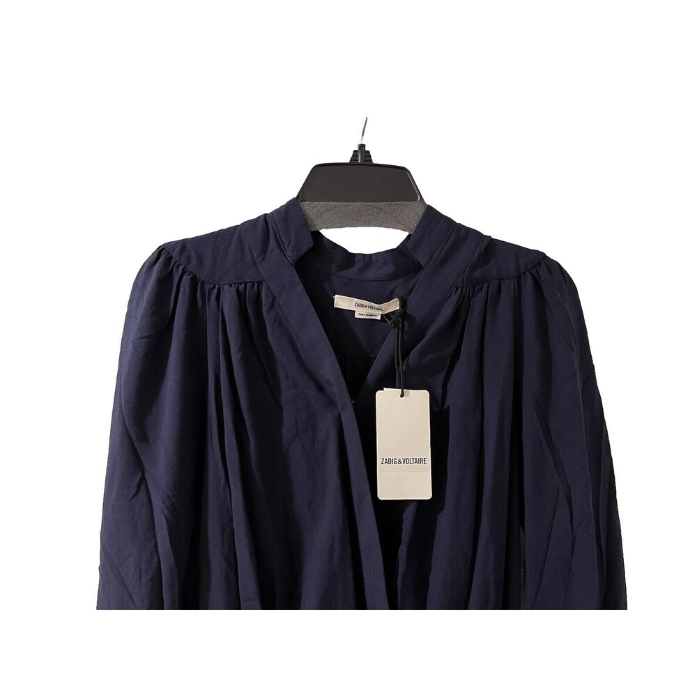 Zadig & Voltaire womens Reveal Faux Wrap Short Mini Dress size Small Navy $498 - Picture 7 of 9